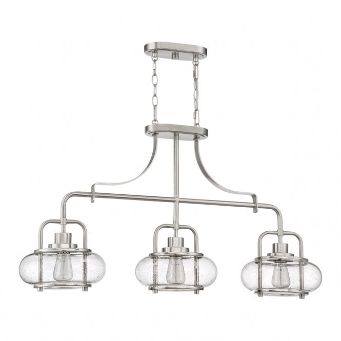 TRILOGY 3 Light Island Hanging Ceiling Pendant Light in Brushed Nickel