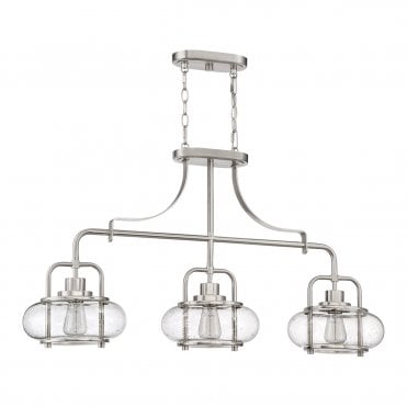 TRILOGY 3 Light Island Hanging Ceiling Pendant Light in Brushed Nickel