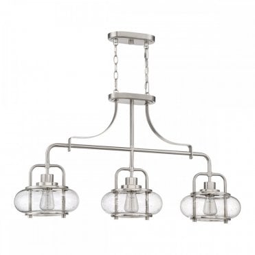 TRILOGY 3 Light Island Hanging Ceiling Pendant Light in Brushed Nickel