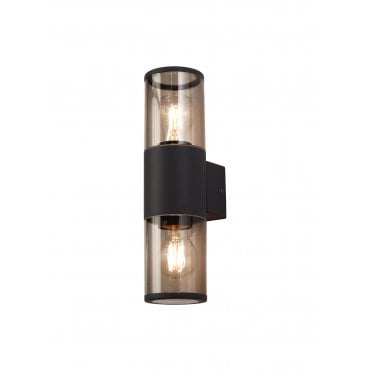 TUBULATE Wall Lamp 2 Light E27, IP54, Anthracite Smoked,