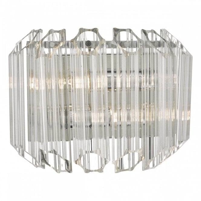 TUVALU 2 Light Wall Light Glass & Polished Chrome