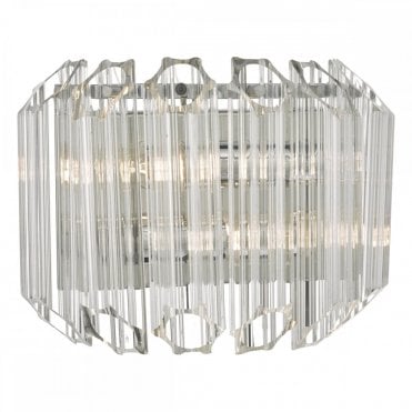 TUVALU 2 Light Wall Light Glass & Polished Chrome