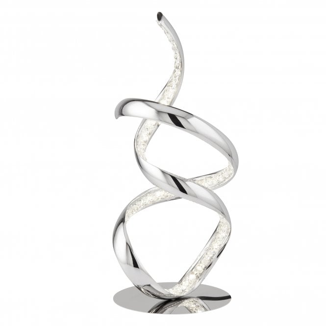 TWIRLS Arm Led Table Lamp Chrome Clear Crystal