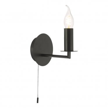 matt black traditional wall light bracket with decorative candle bulb