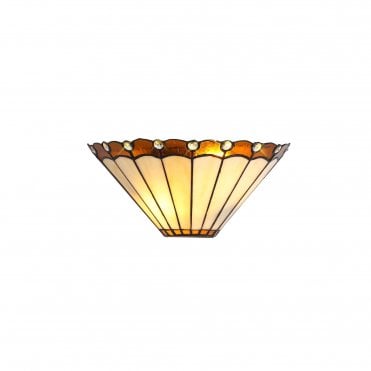 UNA 2 Light Handcrafted Tiffany Wall Light in Cream with Amber