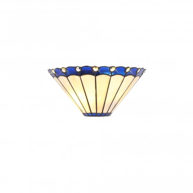UNA 2 Light Handcrafted Tiffany Wall Light in Cream with Blue