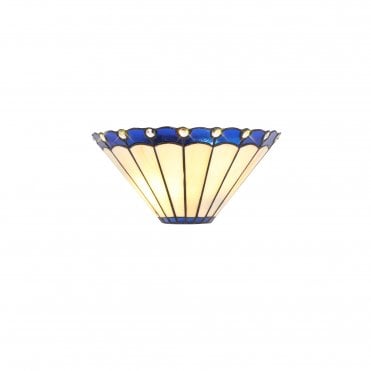 UNA 2 Light Handcrafted Tiffany Wall Light in Cream with Blue