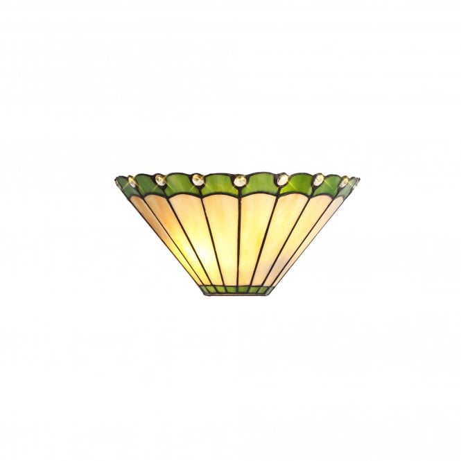 UNA 2 Light Handcrafted Tiffany Wall Light in Cream with Green