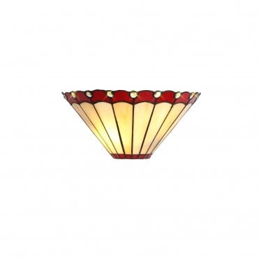 UNA 2 Light Handcrafted Tiffany Wall Light in Cream with Red