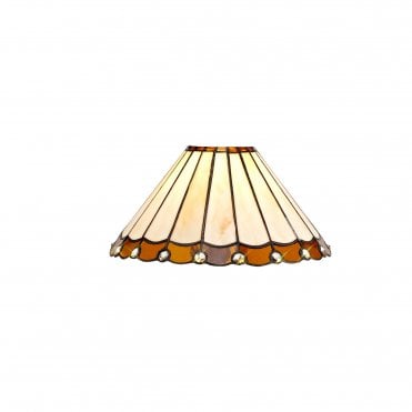 Handcrafted Tiffany Ceiling Shade in beige and amber with clear gems