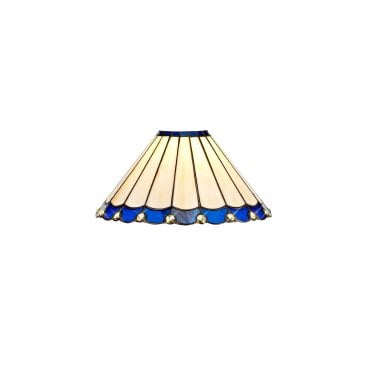 Handcrafted Tiffany Ceiling Shade in beige and blue with clear gems