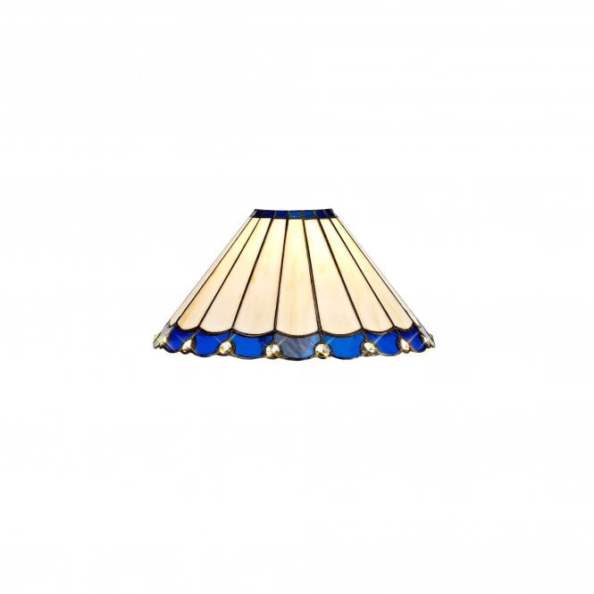 UNA Handcrafted Tiffany Ceiling Shade in beige and blue with clear gems