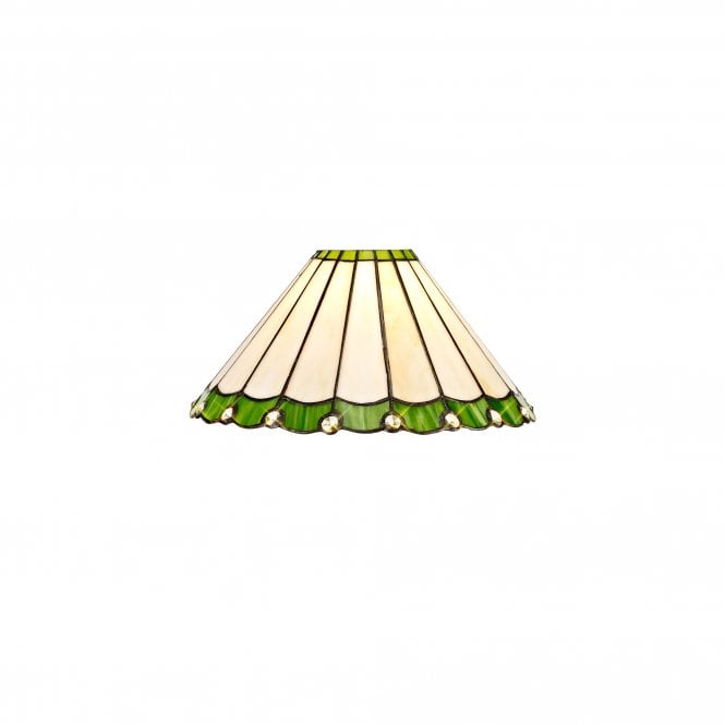 UNA Handcrafted Tiffany Ceiling Shade in beige and green with clear gems