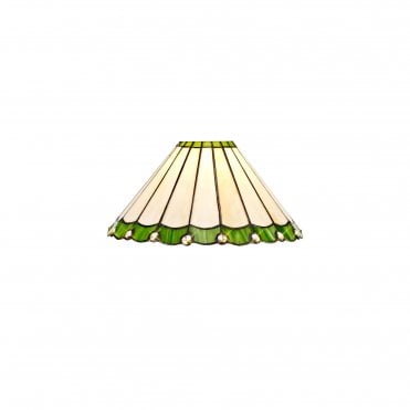 Handcrafted Tiffany Ceiling Shade in beige and green with clear gems