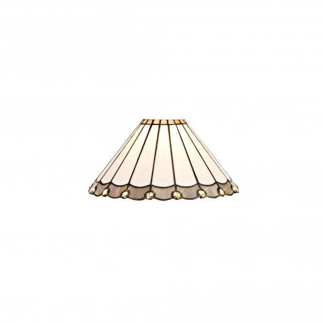 UNA Handcrafted Tiffany Ceiling Shade in beige and grey with clear gems