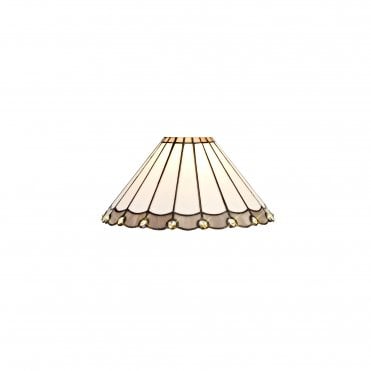 Handcrafted Tiffany Ceiling Shade in beige and grey with clear gems