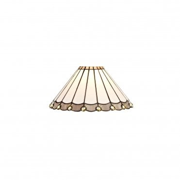 UNA Handcrafted Tiffany Ceiling Shade in beige and grey with clear gems