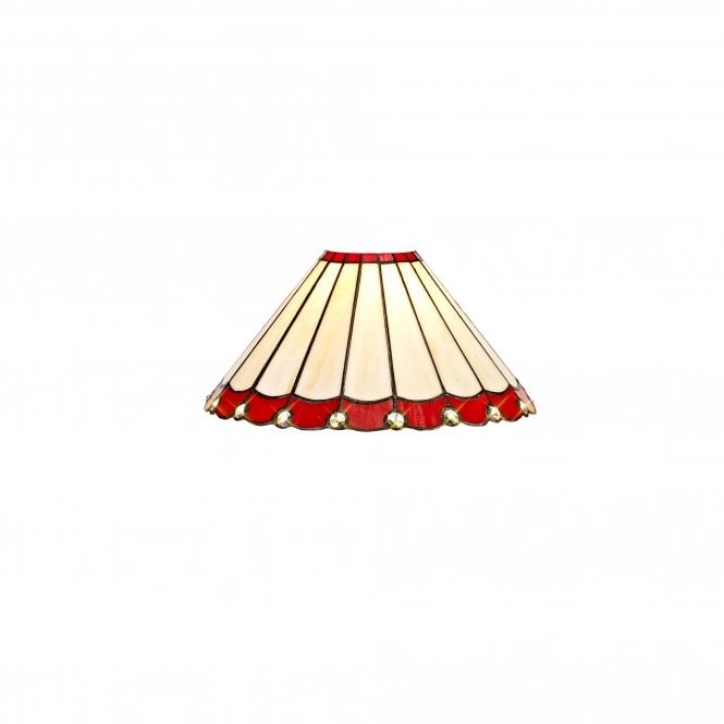 UNA Handcrafted Tiffany Ceiling Shade in beige and red with clear gems