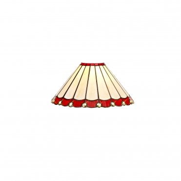 UNA Handcrafted Tiffany Ceiling Shade in beige and red with clear gems