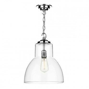 UPTON Clear Glass and Polished Chrome Ceiling Pendant
