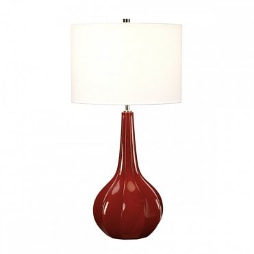 UPTON Red Glaze on a Gourd Shape Ceramic Table Lamp with White Shade