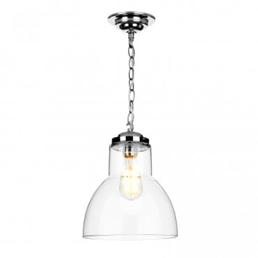 UPTON Small Single Light Ceiling Pendant in Satin Chrome