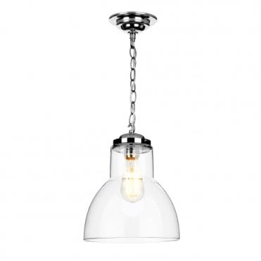 UPTON Small Single Light Ceiling Pendant in Satin Chrome