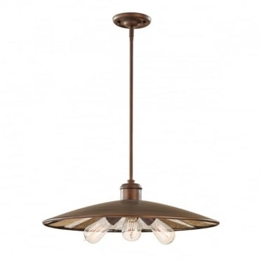 URBAN RENEWAL factory style bronze 3 light ceiling pendant light