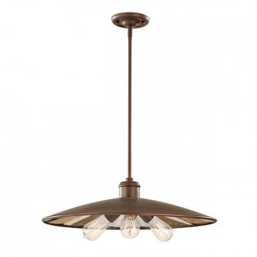 URBAN RENEWAL factory style bronze 3 light ceiling pendant light