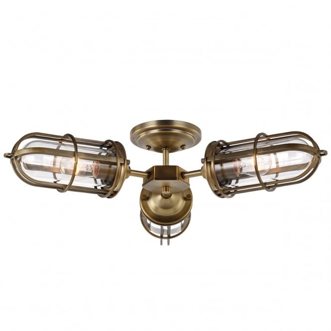 URBAN Restoration 3 Light Semi Flush For Bathrooms IP44 Rated