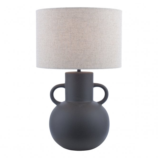 URN Ceramic Table Lamp | Black With Shade