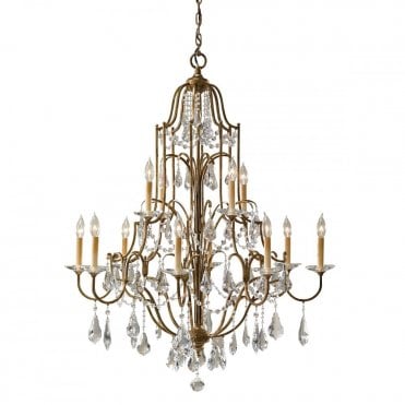 VALENTINA 12 Light Tiered Chandelier Bronze Crystal Decoration