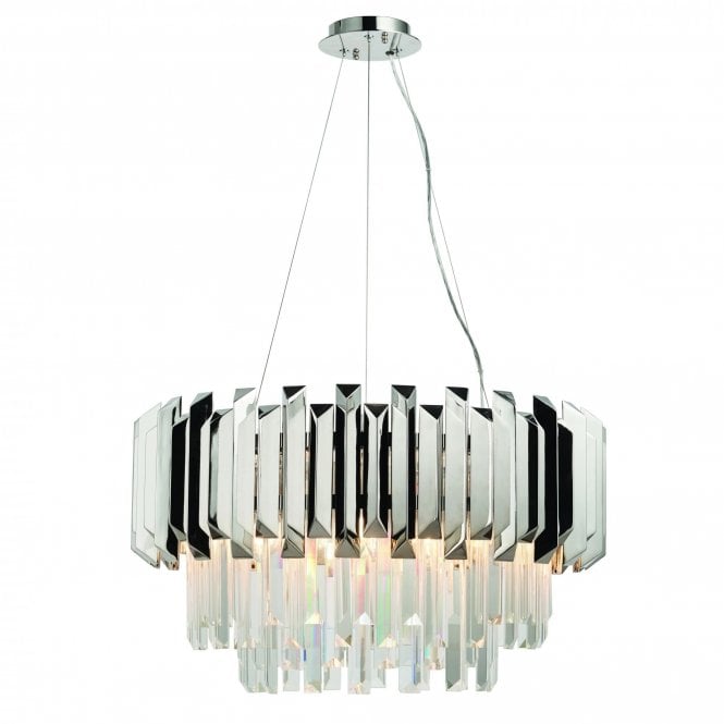 VALETTA 6 Light Ceiling Pendant Polished Nickel Finish & Clear Crystal (K5) Glass