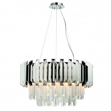 VALETTA 6 Light Ceiling Pendant Polished Nickel Finish & Clear Crystal (K5) Glass