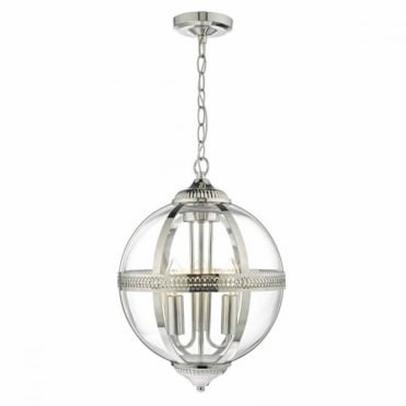 VANESSA - 3lt Pendant in Polished Nickel and Glass