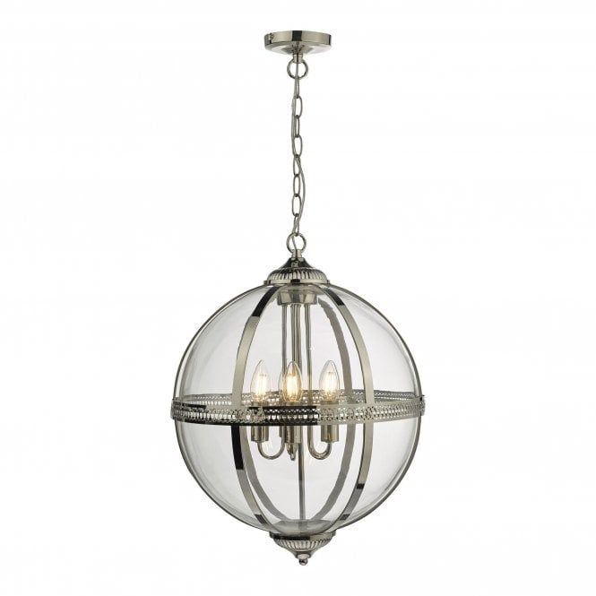 VANESSA 5 Light Ceiling Pendant Polished Nickel And Clear