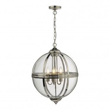 VANESSA 5 Light Ceiling Pendant Polished Nickel And Clear
