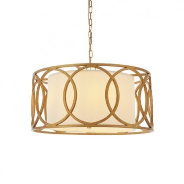 VENN Circular Frame Pendant With White Shade