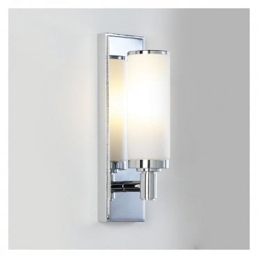 VERONA - Polished Chrome Bathroom Wall Light With Opal Glass Shade
