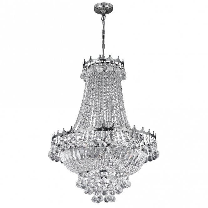 VERSAILLES 9 Light Chrome and Crystal Chandelier