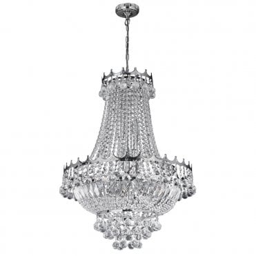 VERSAILLES 9 Light Chrome and Crystal Chandelier