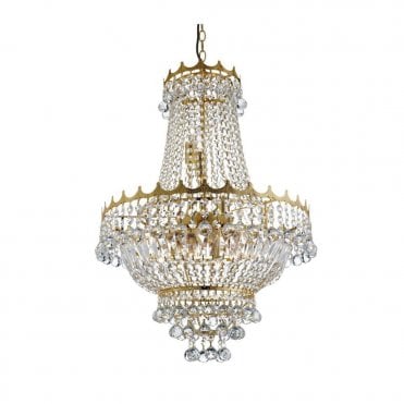VERSAILLES 9 LIGHT GOLD CRYSTAL CHANDELIER