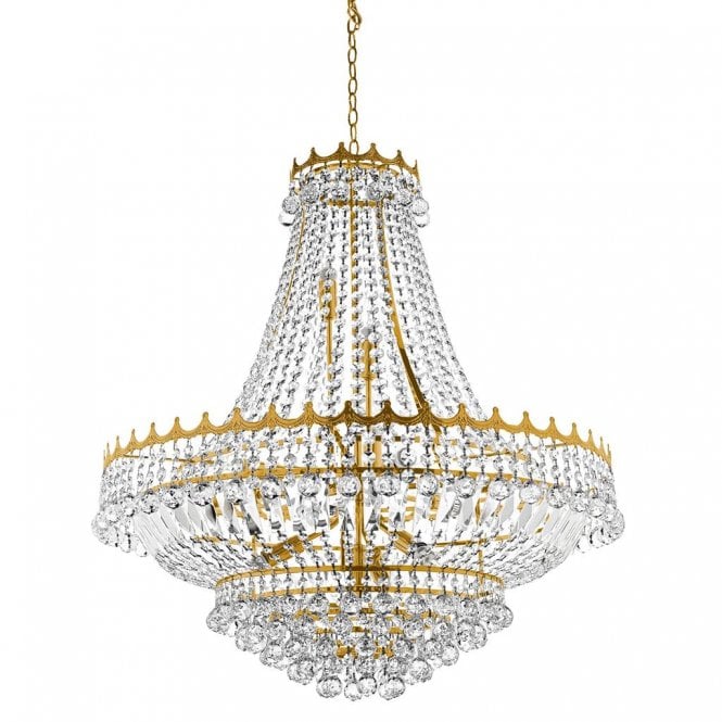 VERSAILLES GOLD AND CRYSTAL 13 LIGHT CHANDELIER