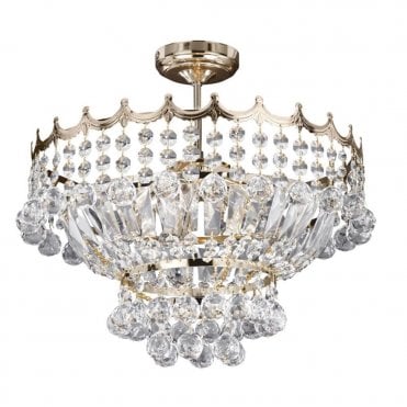VERSAILLES GOLD SEMI FLUSH CRYSTAL CHANDELIER