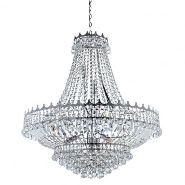 Large Chrome and Crystal Chandelier