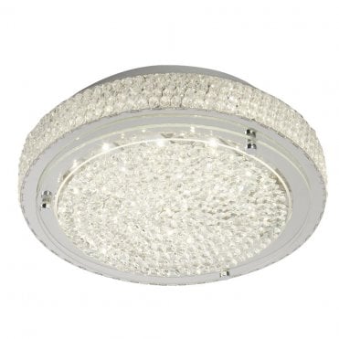 LED Flush Ceiling Ceiling Light In Chrome With Crystal Decoration in Chrome