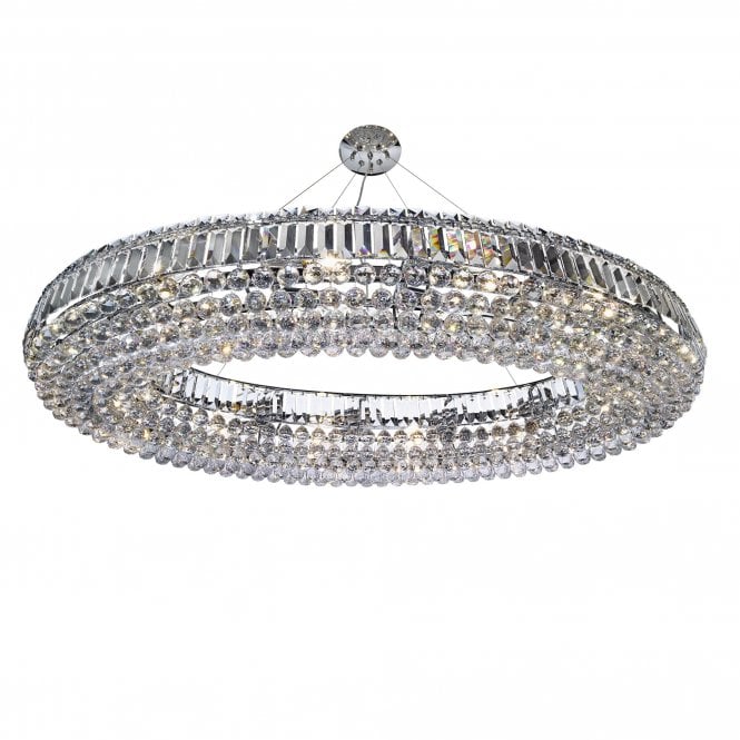 VESVIUS Extra Large Oval Chrome and K9 Crystal Ceiling Pendant 123cm