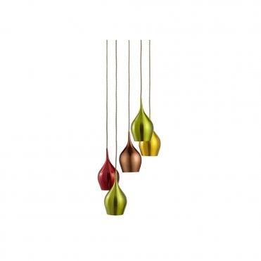VIBRANT 5 light colourful spiral ceiling pendant