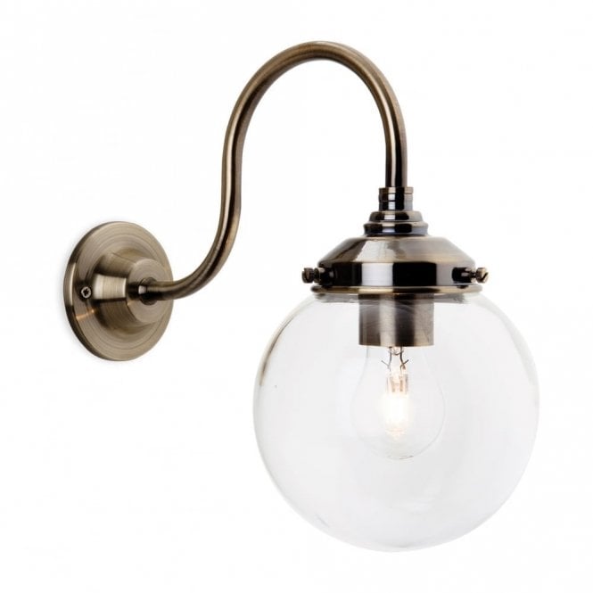 VICTORIA - Wall Light Antique Brass With Clear Glass Globe