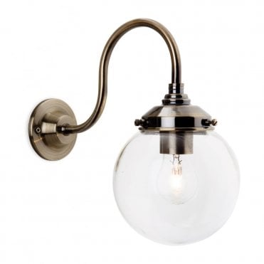VICTORIA - Wall Light Antique Brass With Clear Glass Globe